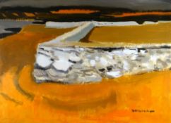 DONALD McINTYRE acrylic/mixed media - early coastalscape, signed in full and signed verso and