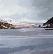 DAVID GROSVERNOR oil on canvas - winter at Llyn Ogwen, Snowdonia, signed, 75 x 75cms