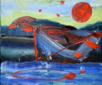 MAURICE COCKRILL oil on canvas - abstract untitled, signed and dated verso 2010, 26 x 30cms