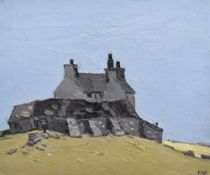SIR KYFFIN WILLIAMS RA oil on canvas - Anglesey hill-top house, entitled verso on 1985 Thackeray
