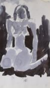 JOSEF HERMAN colour wash and pencil - kneeling lady, 22 x 12.5cms Provenance: originally from the