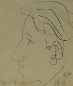 AUGUSTUS JOHN pencil - sketch of man's head in profile, possibly T E Lawrence (Lawrence of
