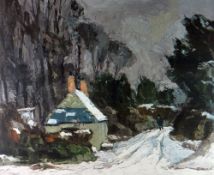 SIR KYFFIN WILLIAMS RA limited edition (26/150) print - figures walking on snowy path beside