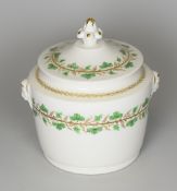 A SWANSEA PORCELAIN SUCRIER & COVER having a pair of beast form handles and acorn knop picked out in