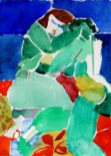 EWART JOHN watercolour - two figures embracing, signed and dated '90, 28 x 20cms