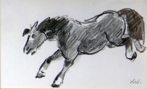 SIR KYFFIN WILLIAMS RA pencil study - prancing pony, signed with initials, 8 x 13cms