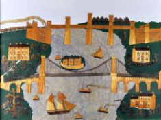 A FINE EXAMPLE OF LATE NINETEENTH / EARLY TWENTIETH CENTURY PRIMITIVE STRAW WORK - a busy scene of