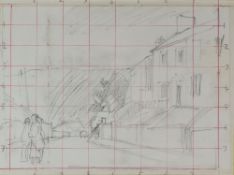 GEORGE CHAPMAN two pencil and crayon preliminary sketches for later paintings - first 20 x 27cms