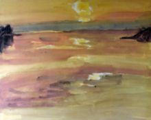 SIR KYFFIN WILLIAMS RA coloured limited edition (98/250) print - rich sunset scene, signed with