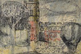GWILYM PRICHARD watercolour and wax rubbing - from a series of church paintings and gravestone wax