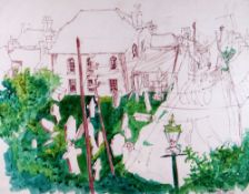 JOHN UZZELL EDWARDS watercolour - South Wales town, entitled 'Cefn Coed y Cymmer', signed, 55 x
