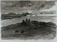 SIR KYFFIN WILLIAMS RA limited edition (50/150) colourwash print - Penrhyn Du, Aberffraw, Anglesey
