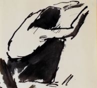 JOSEF HERMAN mixed media - study of a crouching man, 9 x 9cms Provenance: originally from the estate