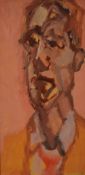 ELFYN JONES acrylic on board - portrait of a man, signed and dated verso 2010, 13.5 x 6.5cms