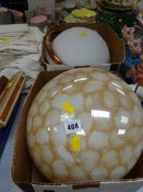 A mottled glass hanging ceiling shade & another