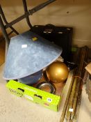 A modern table lamp, vintage soda siphon etc