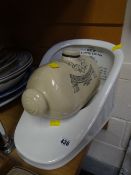 A Ayrton Saunders pottery slipper bed pan & a Doulton's Improved stoneware foot warmer