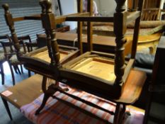 A reproduction Long John coffee table & two chairs