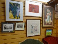 A parcel of framed pictures including antique engravings etc