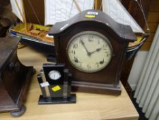 A modern Art Deco-style Leonardo mantel clock & another