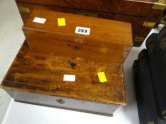 A primitive wooden table box & a mahogany dominoes box