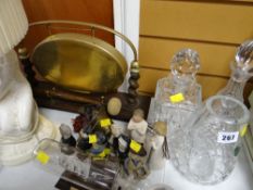 A cut glass vase trophy for Welsh Woman of the Year & two cut glass decanters together with a modern