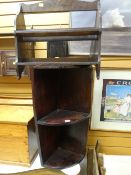 An oak book stand & a corner shelf