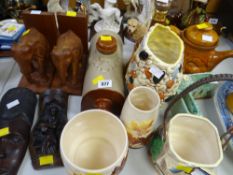 A parcel of mixed pottery including stoneware hot water bottle, Wade whisky decanter etc