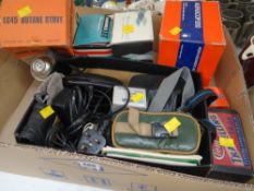 A parcel of old camera equipment