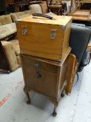 A useful lightwood box with carry handle, night cabinet & adjustable back support