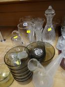 A quantity of table glassware including decanters & vases