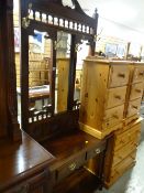 A reproduction mahogany hall stand with mirror & two-drawer shelf