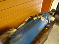 Two bags of vintage golf clubs with irons & woods