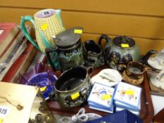 A four-piece black lustre tea service & a corn-on-the-cob jug etc