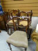 Set of three Victorian balloon back chairs & another two