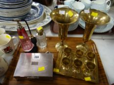 Parcel of Persian brassware, EPNS cigarette box etc