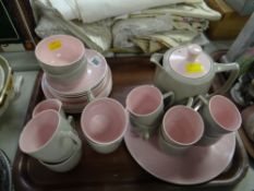 A quantity of Branksome pink & grey glazed coffeeware