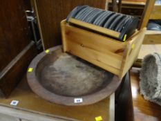 A treen bowl & two CD racks