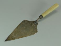 A SILVER & IVORY PRESENTATION TROWEL for the 'Illingworth Ward Liberal Club' July 3rd 1909,