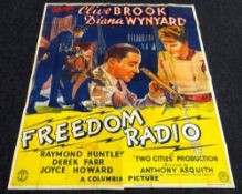FREEDOM RADIO original cinema poster from 1941, poster is numbered, folded and in five sections,
