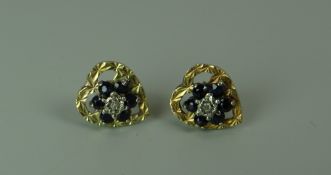 9CT DIAMOND / SAPPHIRE EARRINGS