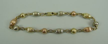 9CT TWO-TONE GOLD BRACELET, 6.42gms