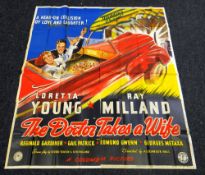THE DOCTOR TAKES A WIFE original cinema poster from 1940, poster is numbered, folded and in four