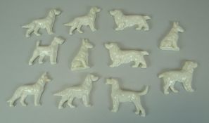 A SET OF ELEVEN CERAMIC DOGS possibly Royal Worcester blanks, each being studies of different breed
