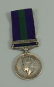 A GEORGE VI GENERAL SERVICE MEDAL with Malaya bar, named to 402848 Act Cpl ###ARRIS RAF