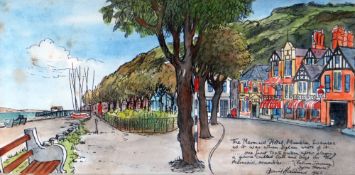 DAVID HAWKINS watercolour - with inscription 'The Mermaid Hotel, Mumbles, Swansea as it was when