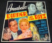 DINNER AT THE RITZ original cinema poster from 1937, poster is numbered, folded and in four