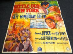 LITTLE OLD NEW YORK original cinema poster from 1940, poster is numbered, folded and in four