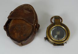 A CASED WWI VERNER'S PATTERN COMPASS by Short & Mason Ltd and dated 1915, with leather pouch, the