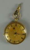 AN 18K BRIGHT-CUT FOB WATCH inscribed Mathey Geneve to the Roman numeral chapter dial, 16.3gms